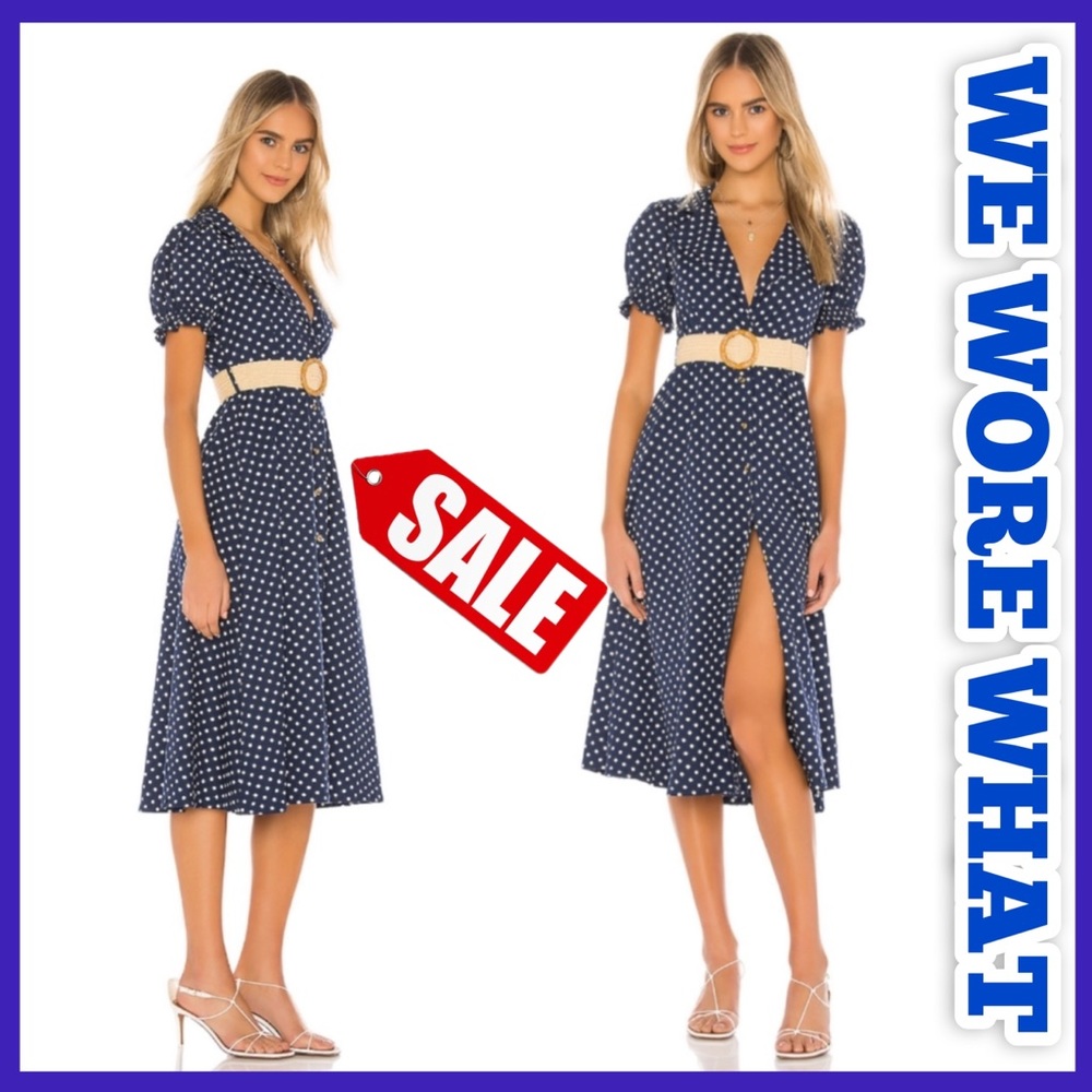 WeWoreWhat Bella Polka Dots Midi Dress casual party retro vintage fashion summer